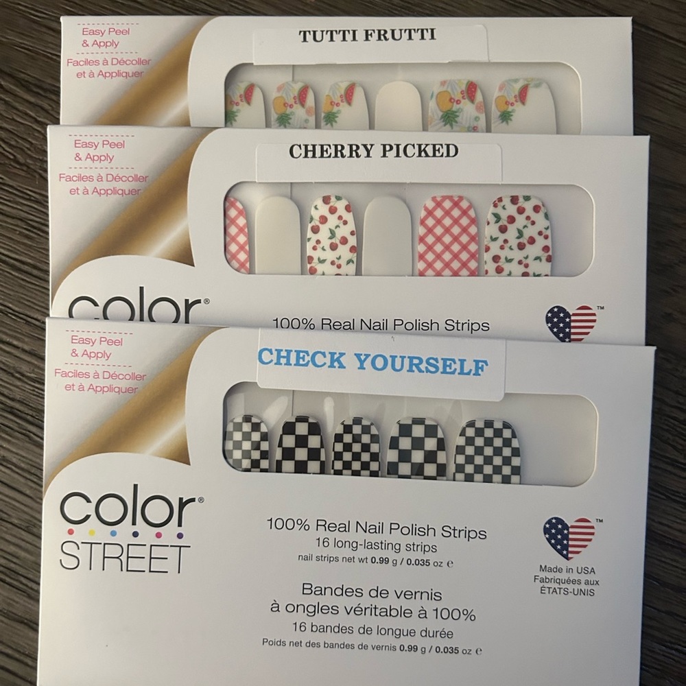 3 Sets of Color Street sets-Tutti Fruiti, Cherry Picked & Check Yourself